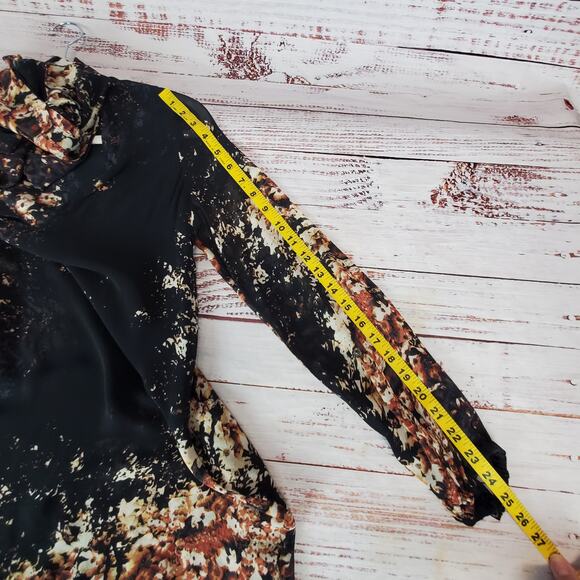 Intermix Silk Fairy Black Floral Dress Sm Asymmetric Layers Sheer Flowy Romantic - Picture 16 of 16